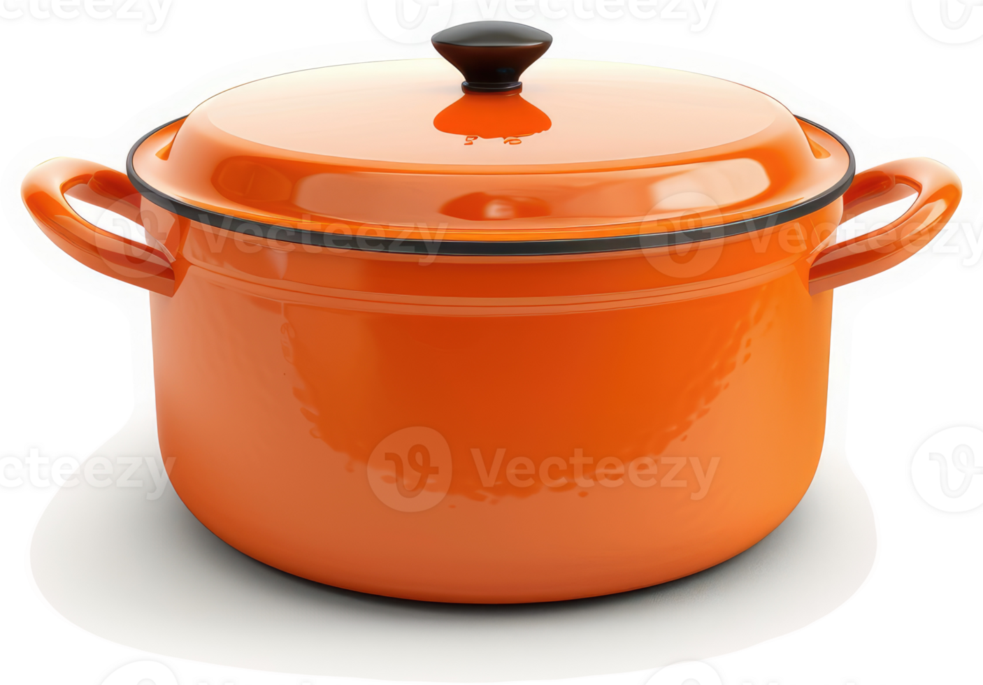 Vibrant orange cooking pot with lid. png