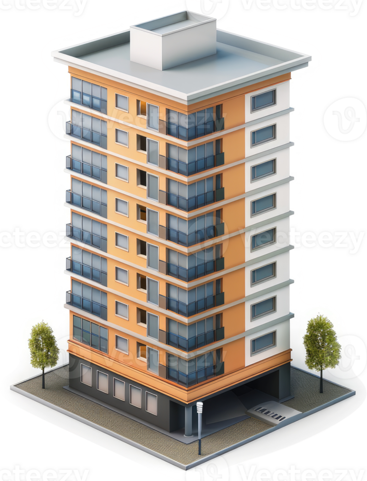 Multi-story apartment building illustration. png