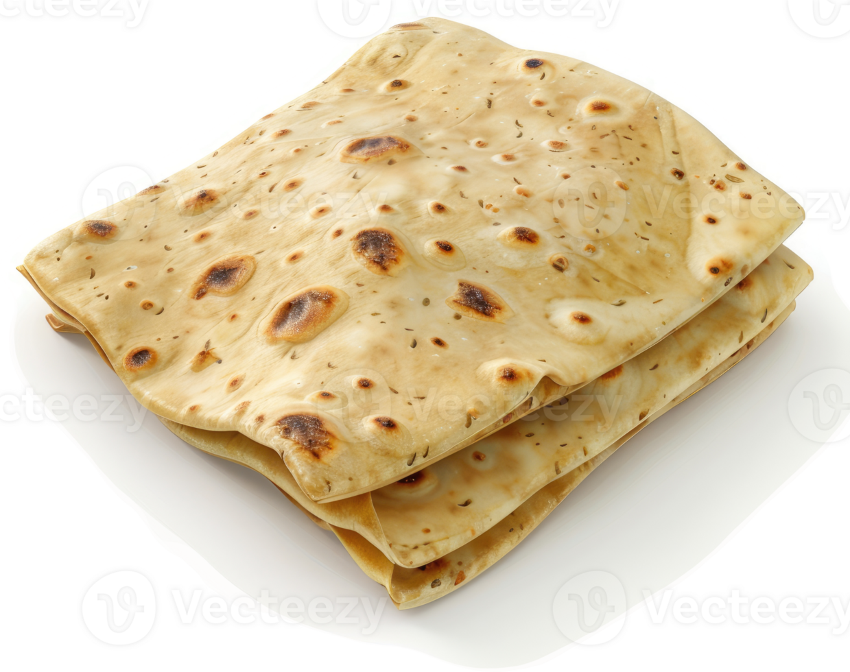 Stack of golden brown, flatbread style, Indian roti. png