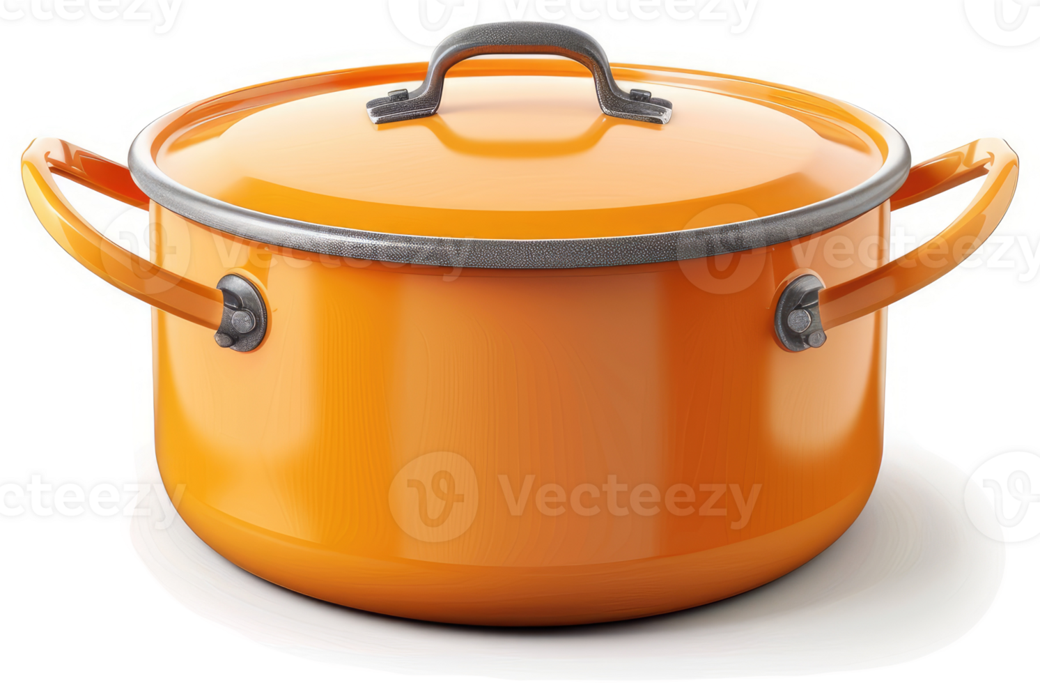 Bright orange cooking pot with a lid. png