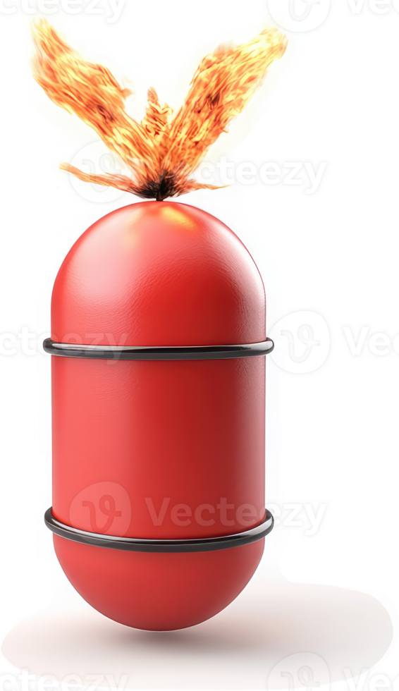 Fiery red capsule, erupting with flames. png