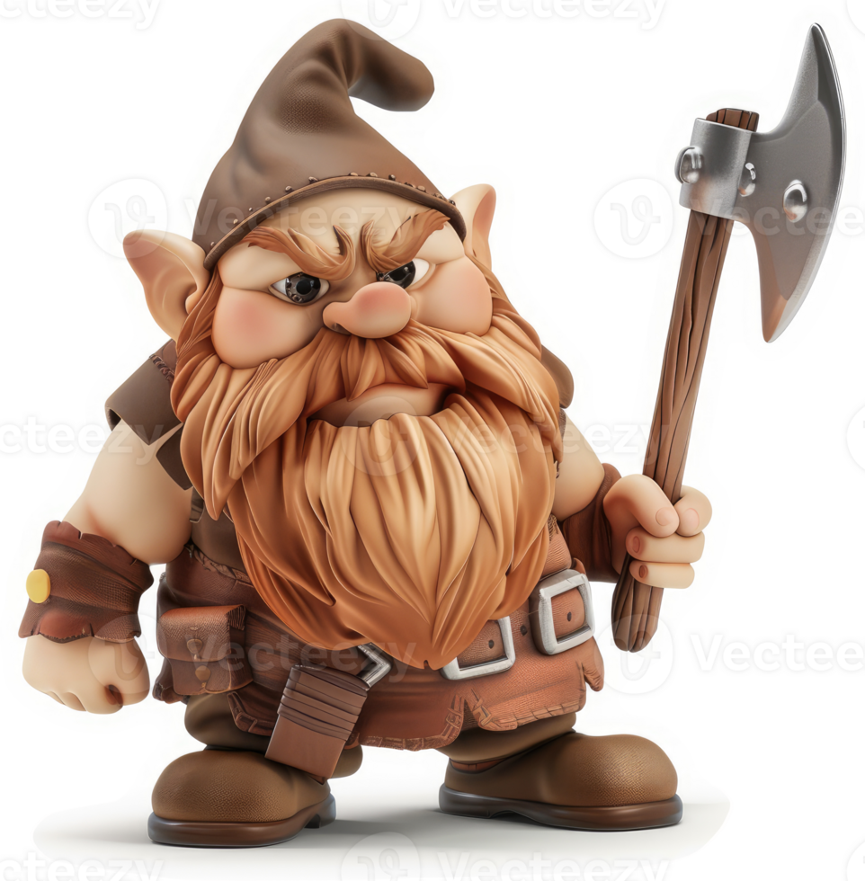 Fierce gnome warrior wielding a battle axe. png
