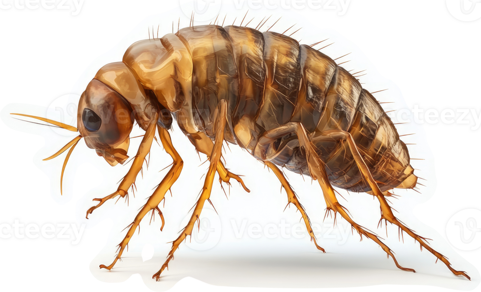 Close-up view of a light brown beetle. png