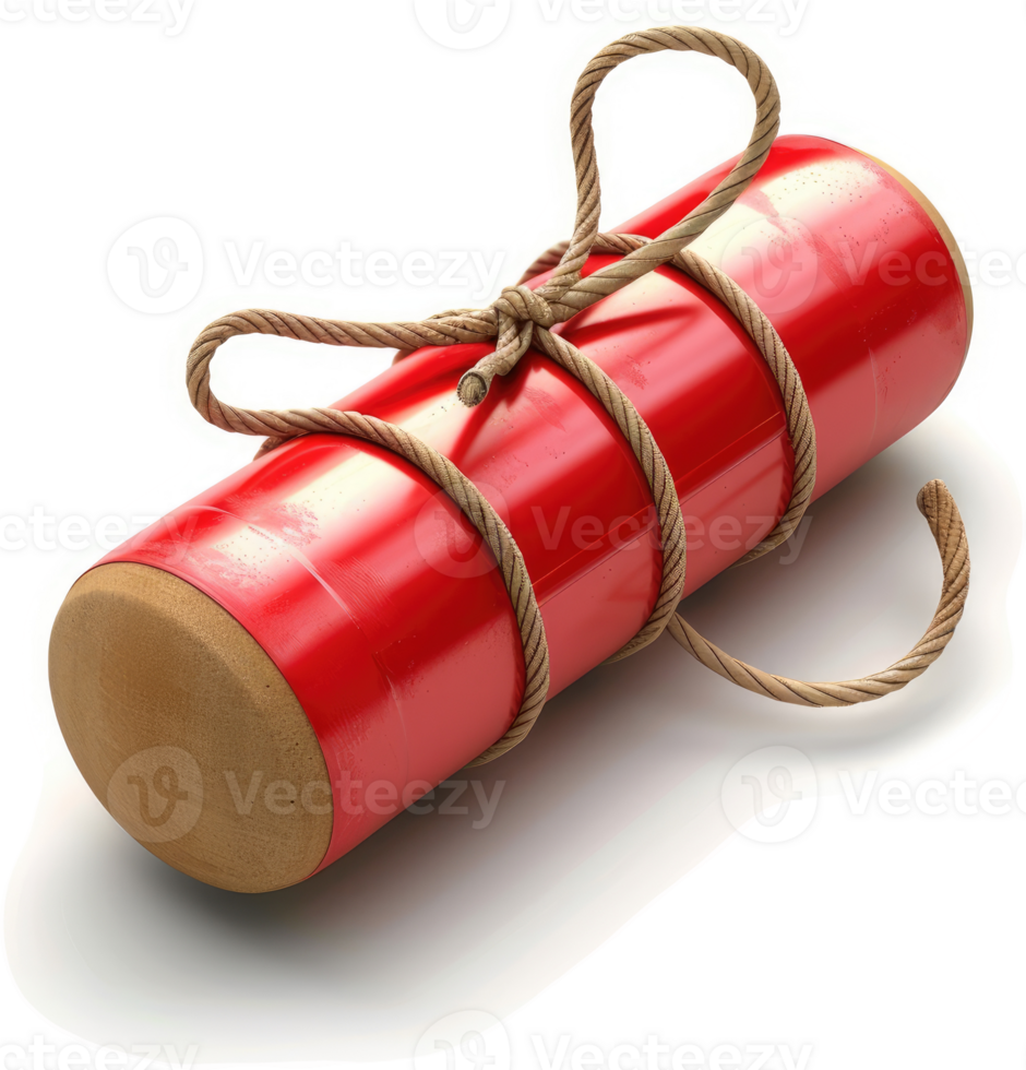 Tied cylindrical package of a vibrant red color. png