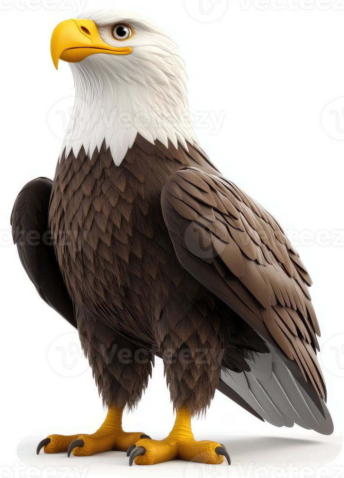 Majestic bald eagle, symbol of freedom, against contrasting colors. png