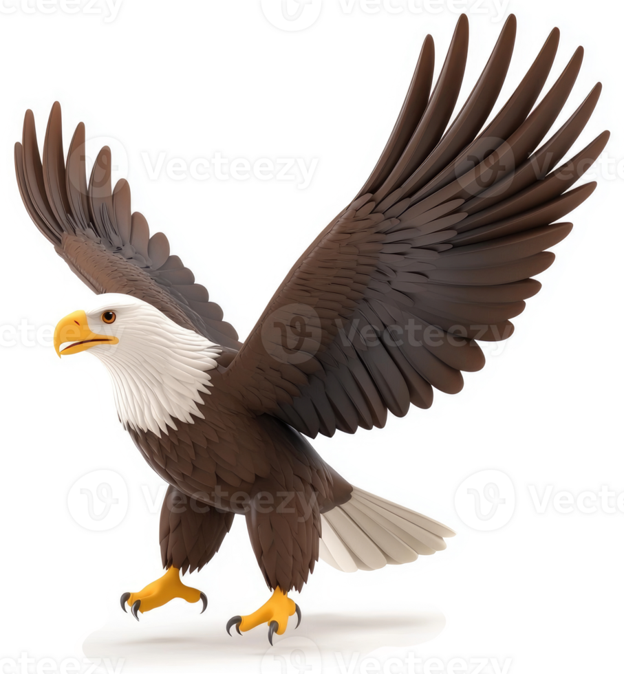 Majestic bald eagle soaring in mid-air. png
