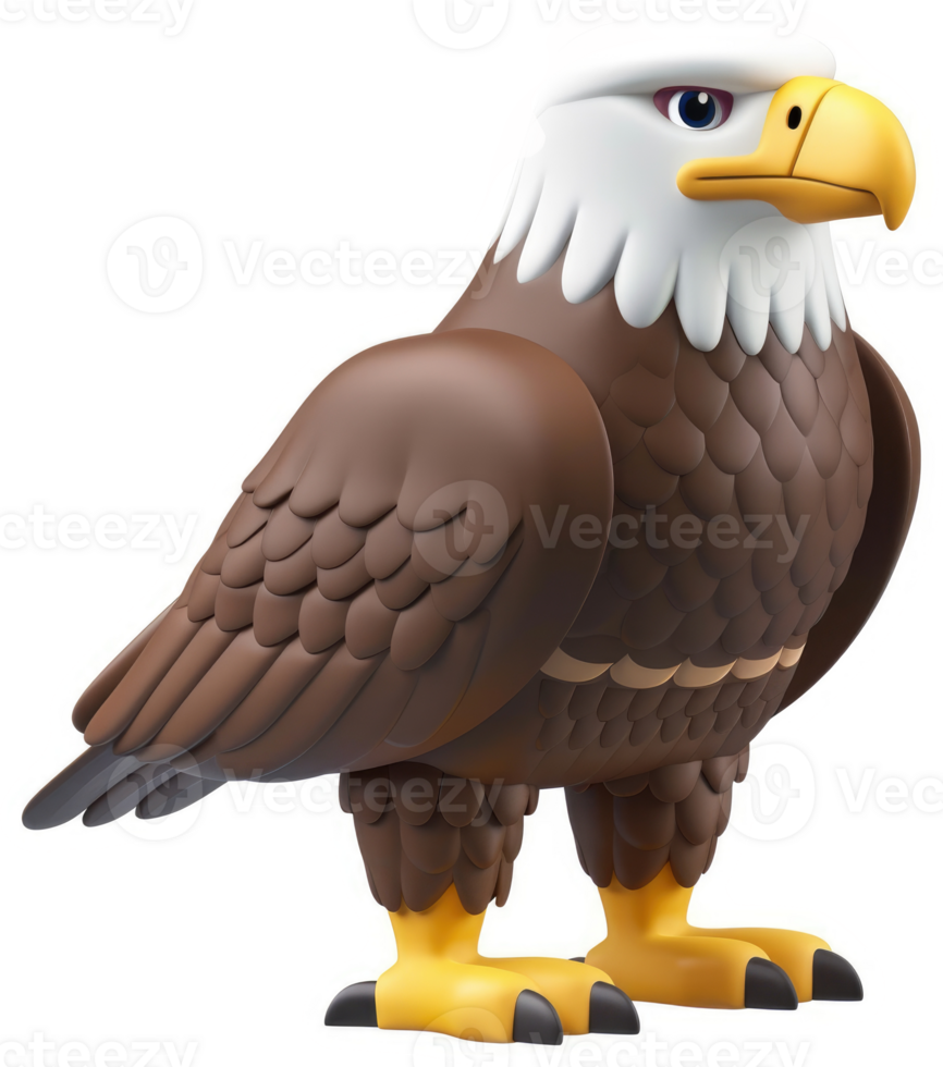 Digital illustration of a bald eagle figurine. png