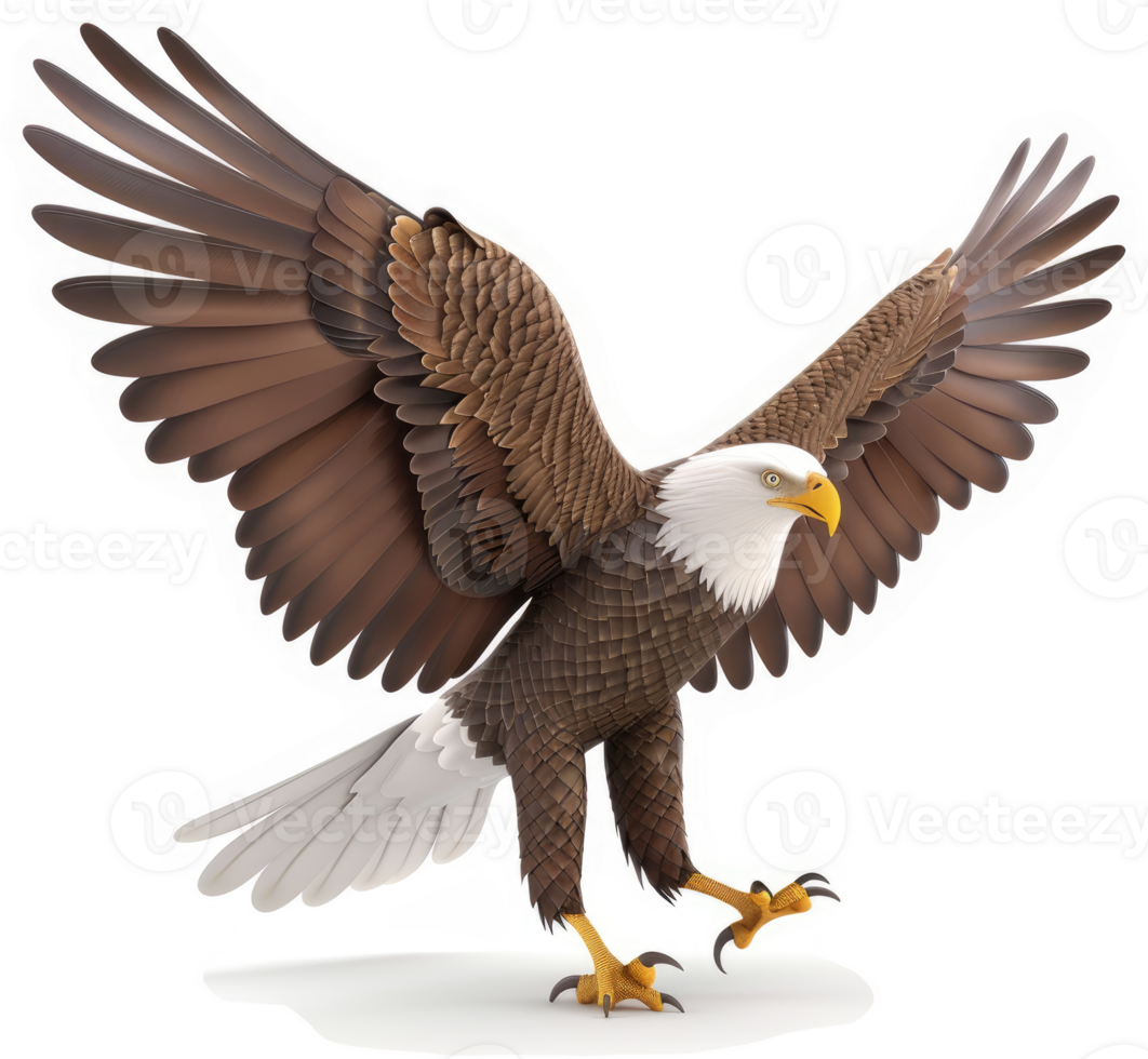 Majestic bald eagle in flight, showcasing powerful wings. png
