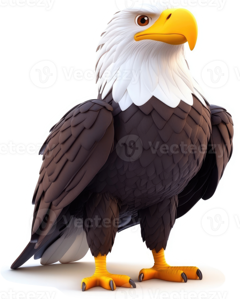 Cartoon bald eagle, proud and vigilant. png