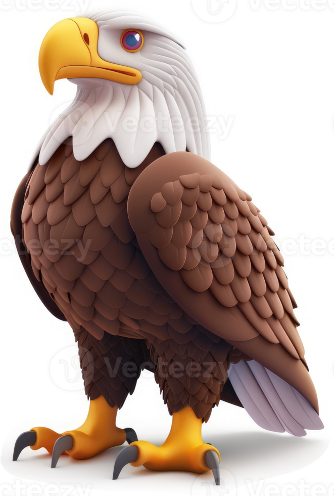 Bald eagle illustration, stylized and cartoonish. png