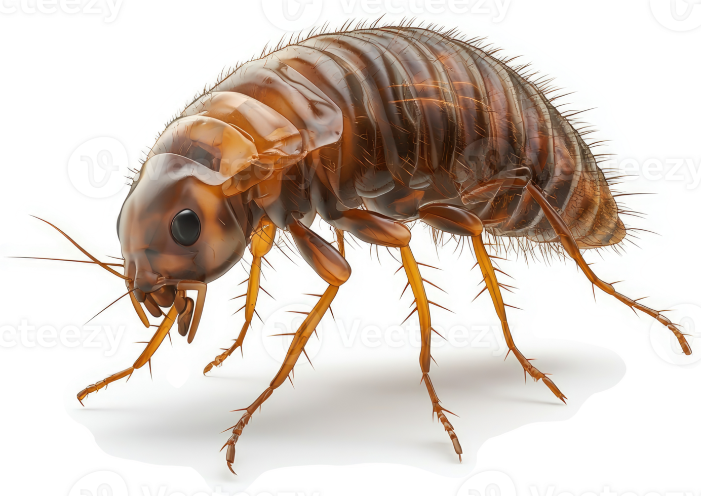 Close-up of a reddish-brown, segmented insect. png