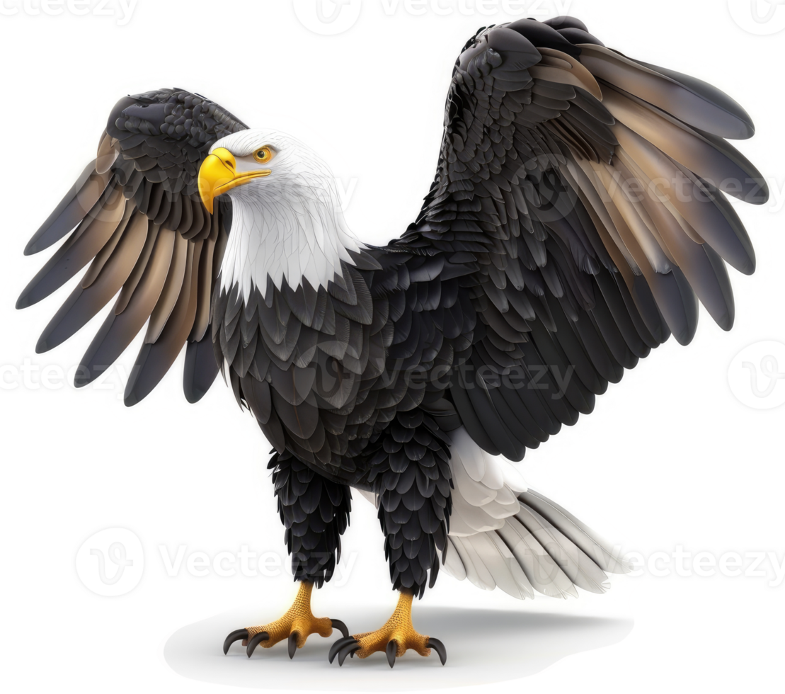 Majestic bald eagle with outstretched wings. png
