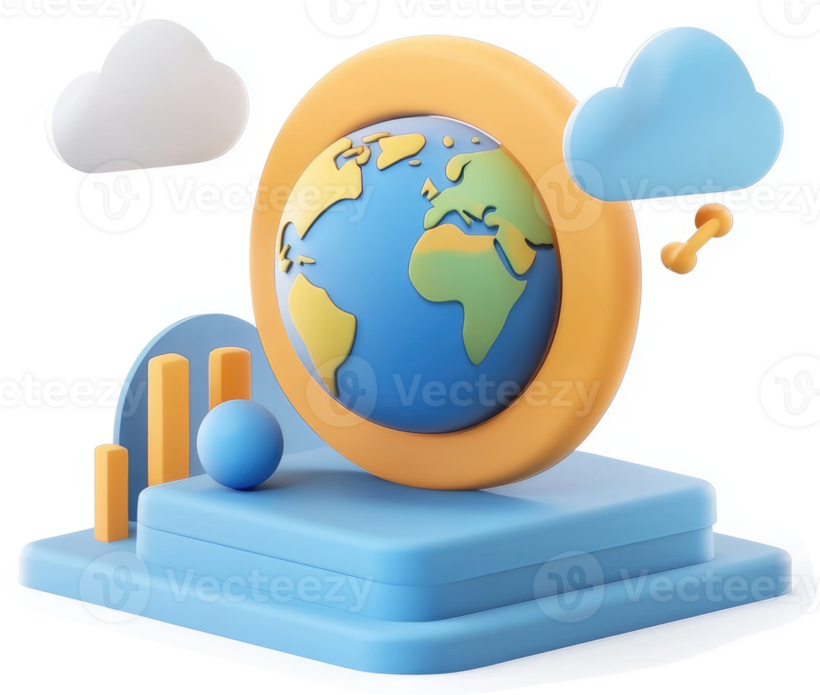 Global data visualization on a colorful 3d platform. png