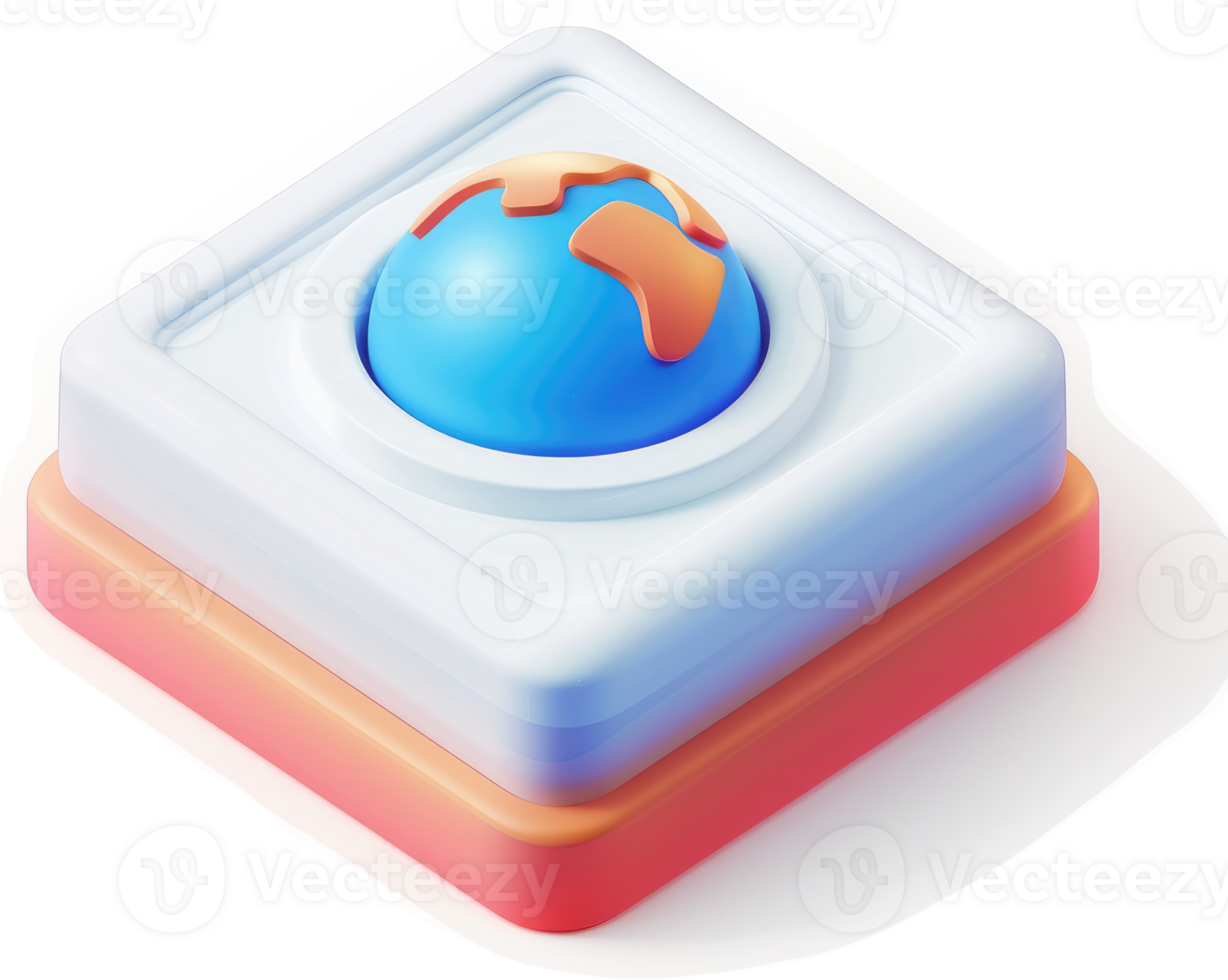 Global connectivity icon, showing a stylized earth within a square. png