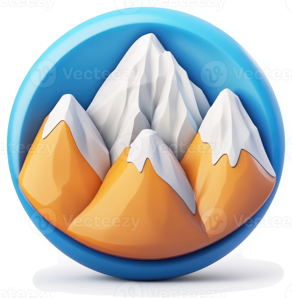 Colorful mountain icon in a light blue circle. png