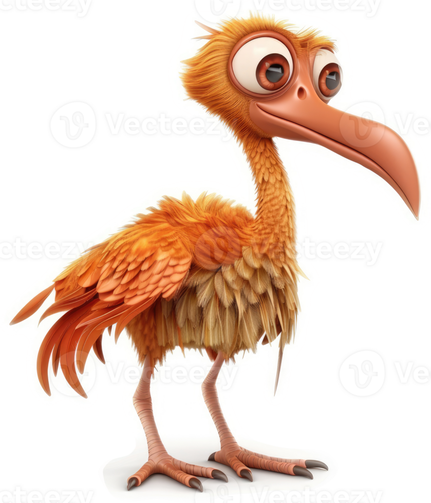 Cheerful orange bird character, showcasing cartoonish design. png