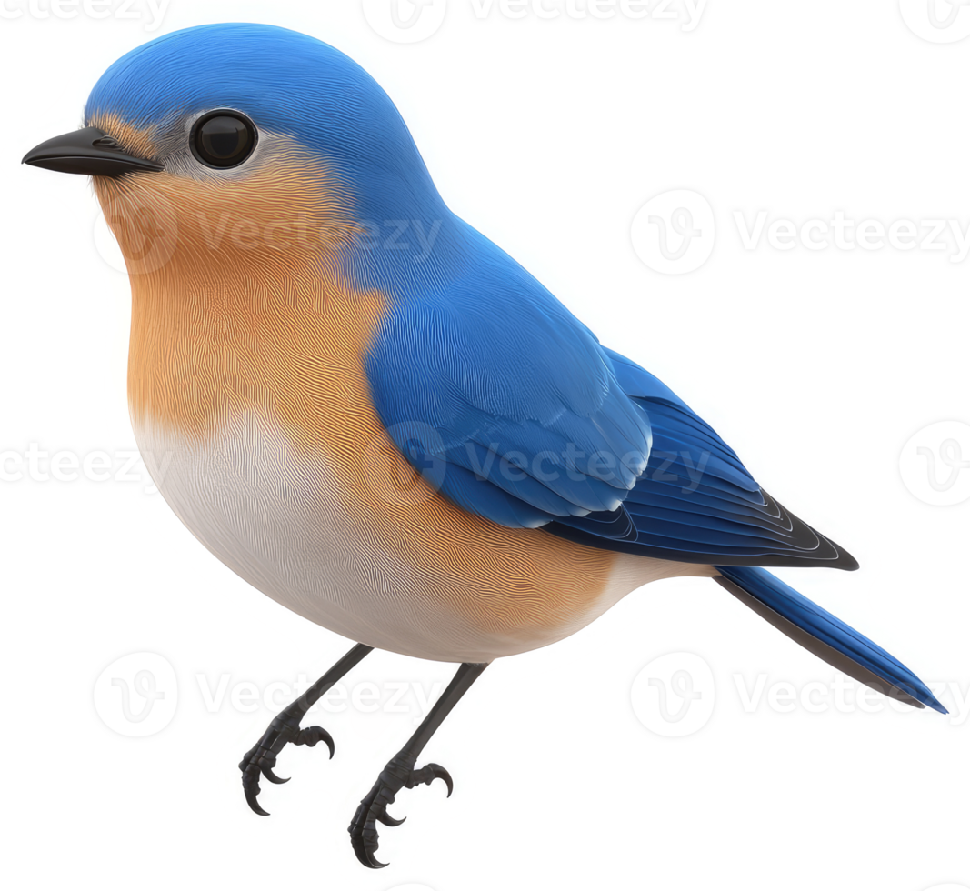Eastern Bluebird perched in a three-quarter view. png