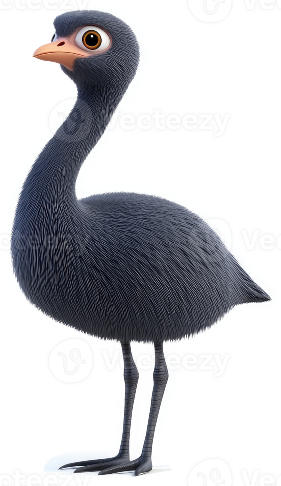 Cartoonish representation of a grey bird. png