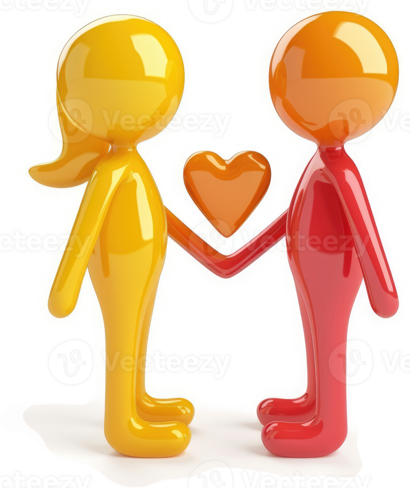 Affectionate figures holding hands in a loving embrace. png