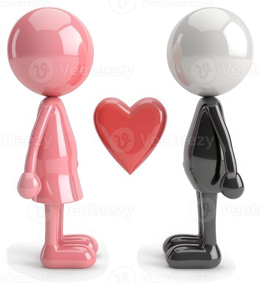 Loving couple depicted with a heart. png