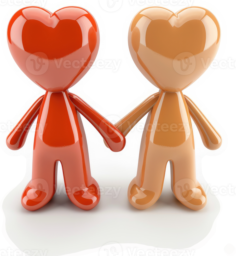 Two heart-shaped figures holding hands, representing unity. png