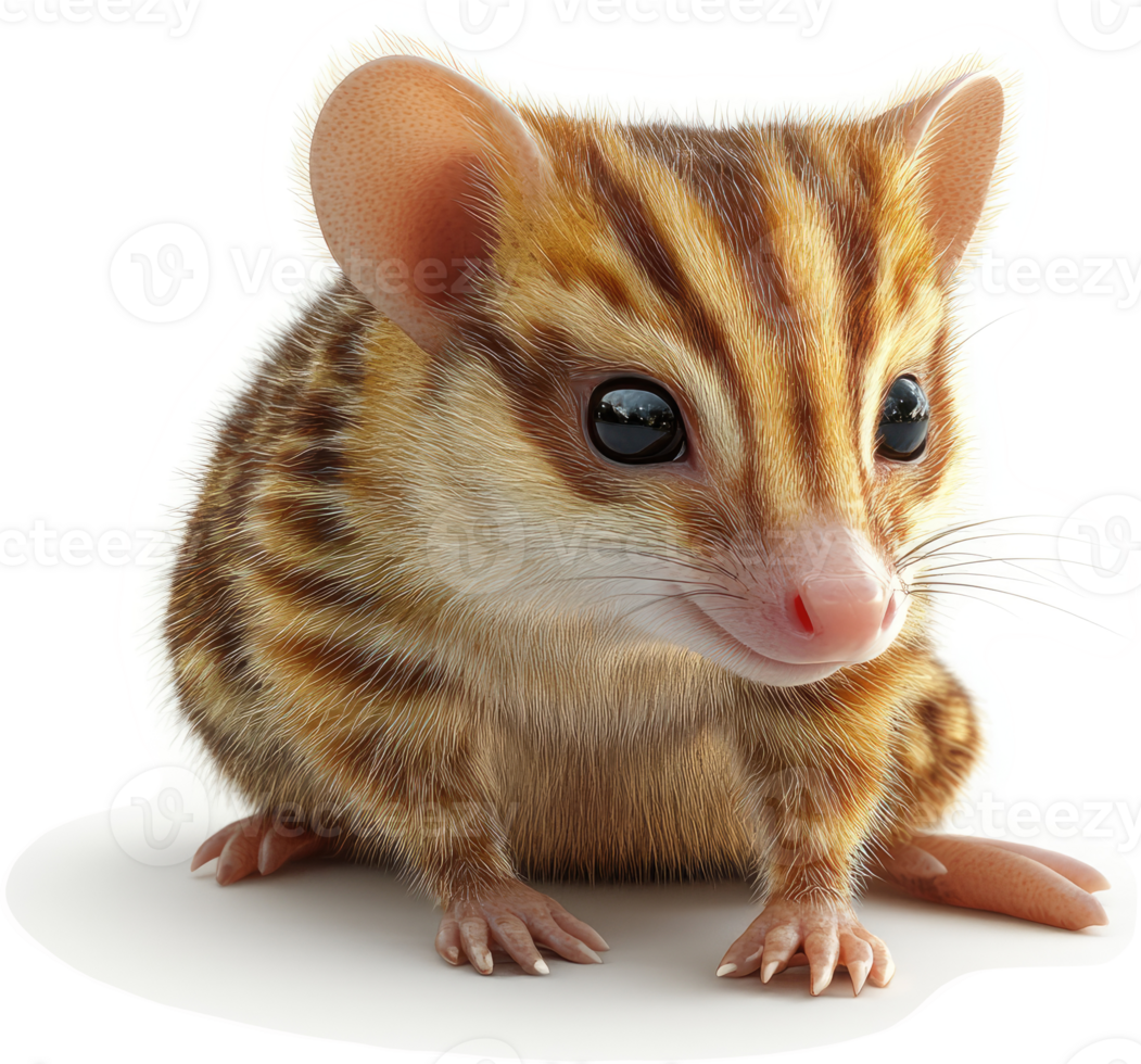 Adorable, small marsupial with a striped coat. png