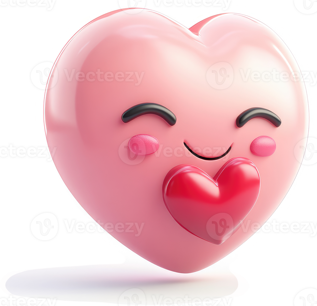 A heartwarming pink heart emoji with a loving expression. png