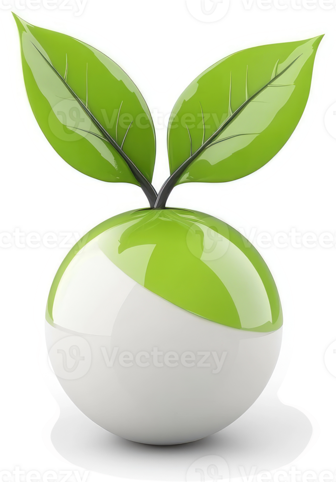 Fresh growth emerging from a sphere, representing sustainability. png