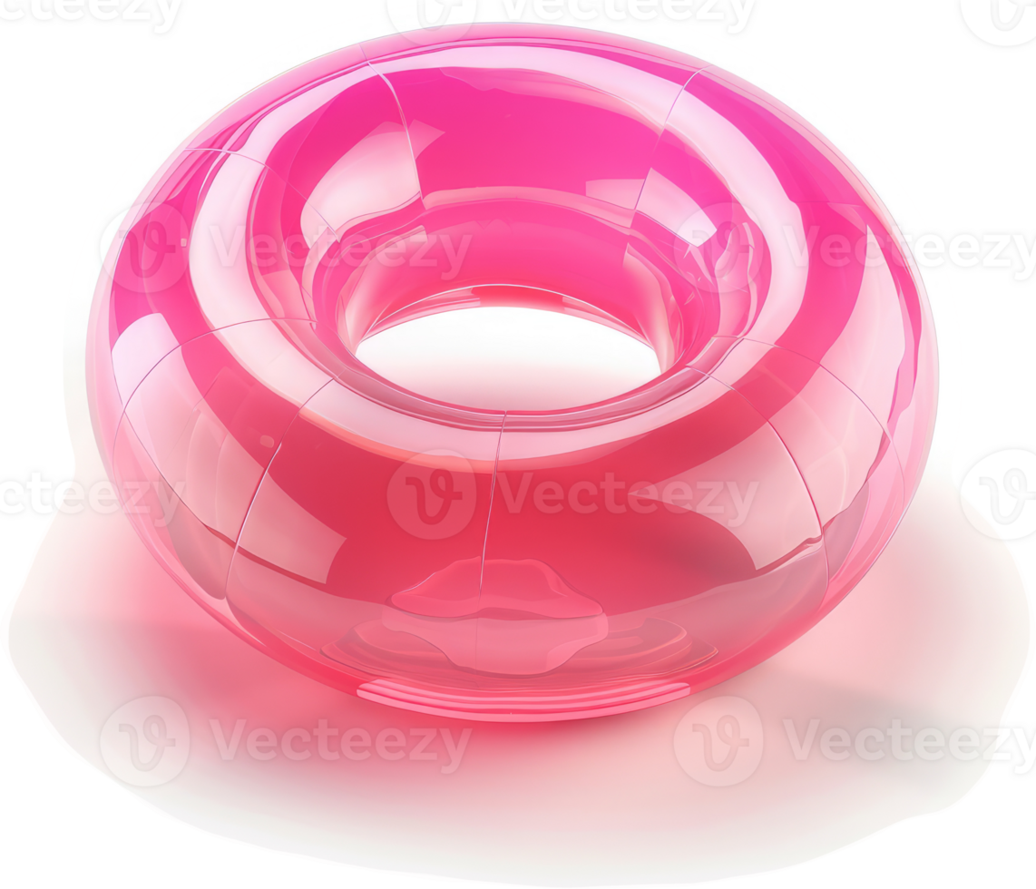 A translucent, vibrant pink inflatable ring. png