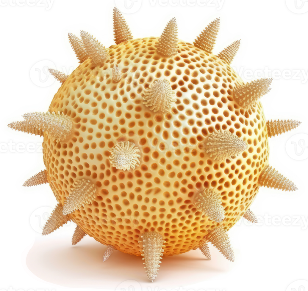 Rendered image of a spherical virus particle. png