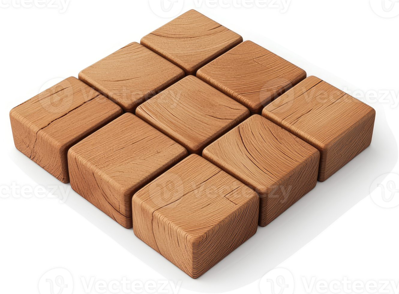 Nine wooden blocks arranged in a square grid pattern. png
