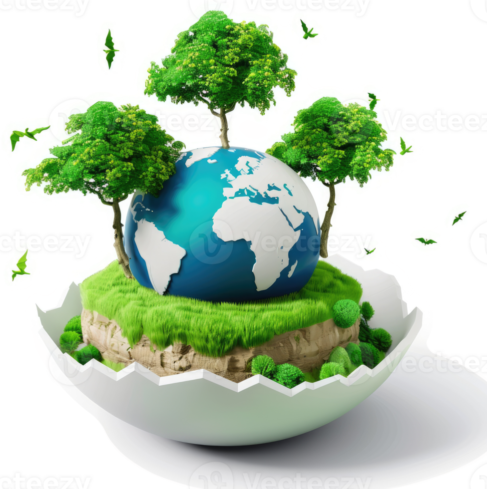 Earth nestled within a protective egg shell, symbolizing nurturing. png