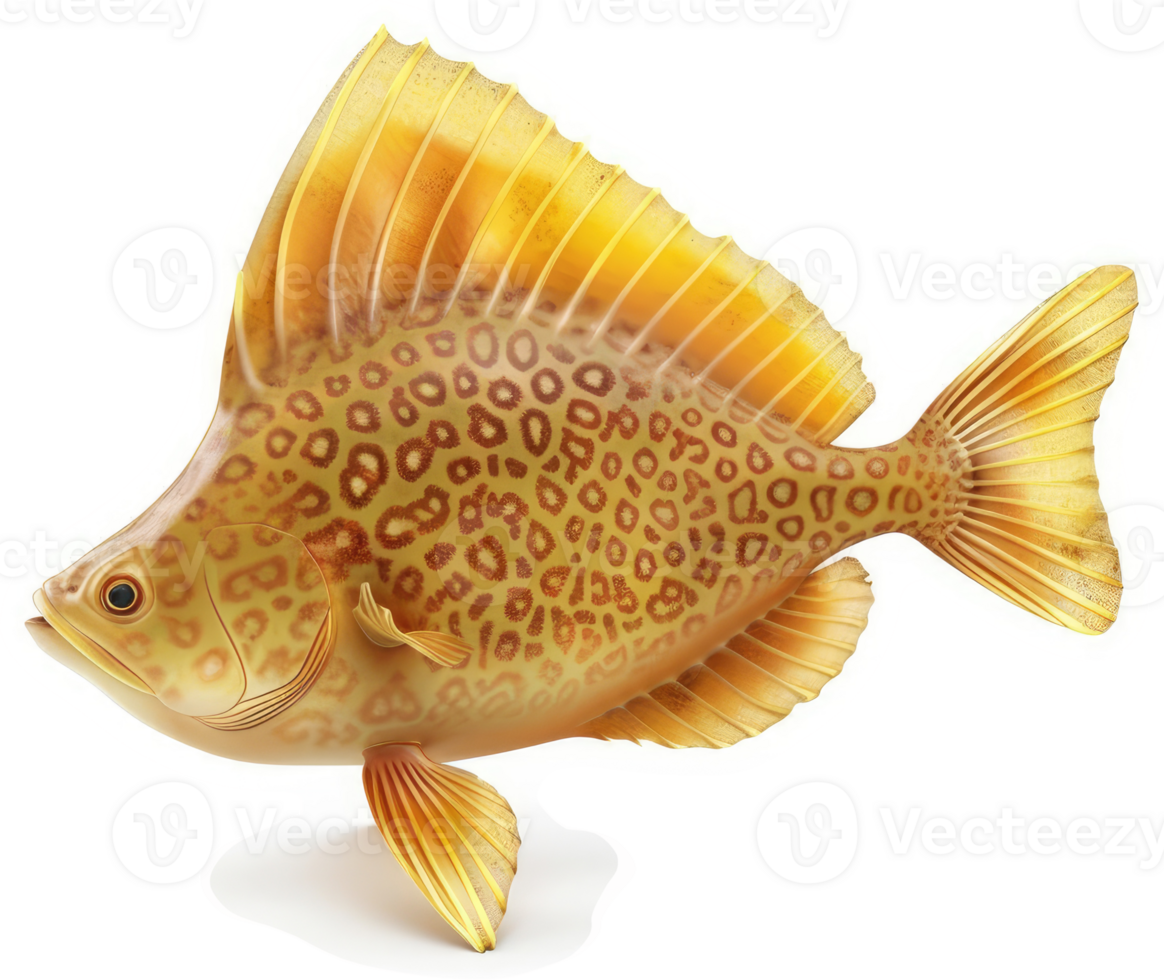 Goldfish with spotted scales, swimming sideways. png