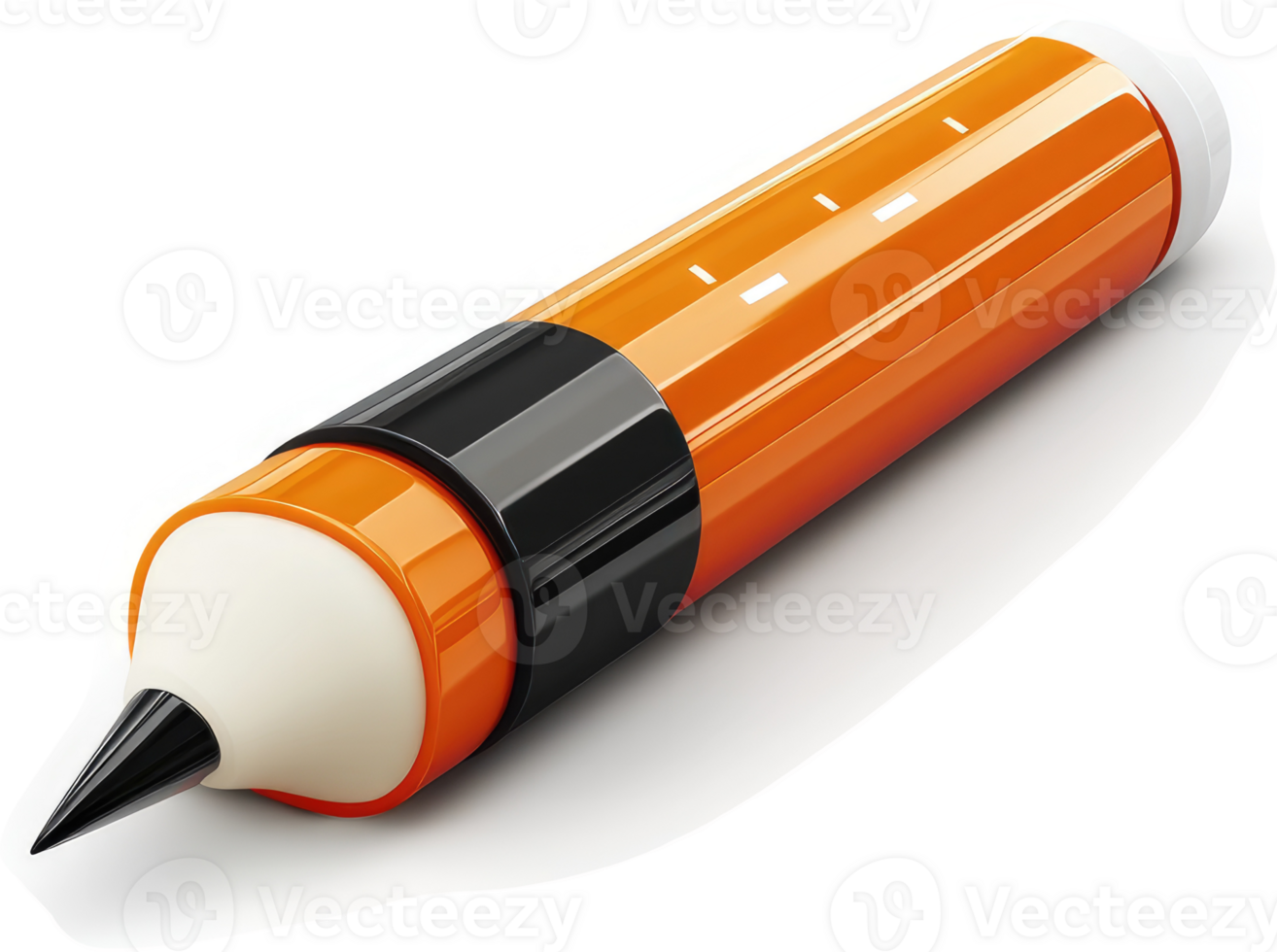 Orange and white writing instrument with a pointed tip. png