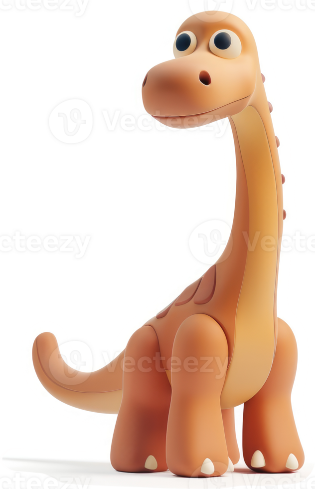Smiling, cartoonish, light brown dinosaur figure. png