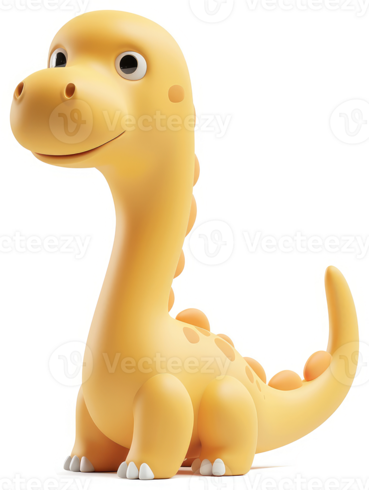 Cute, cartoonish yellow dinosaur figurine. png