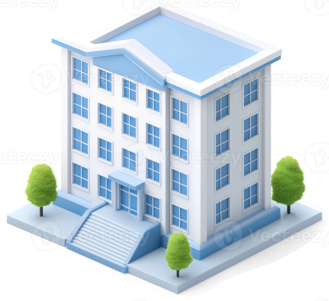 Isometric rendering of a multi-story office building. png
