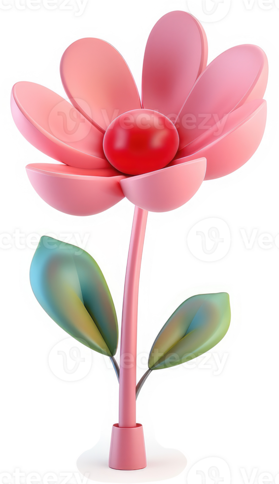 Playful, three-dimensional illustration of a pink flower. png