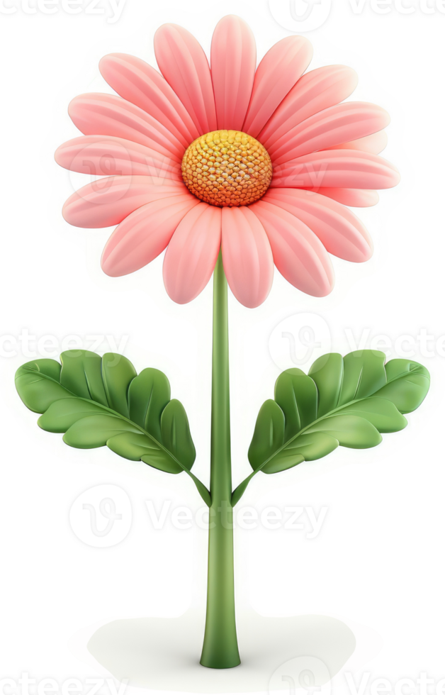 Pink daisy with vibrant green leaves. png