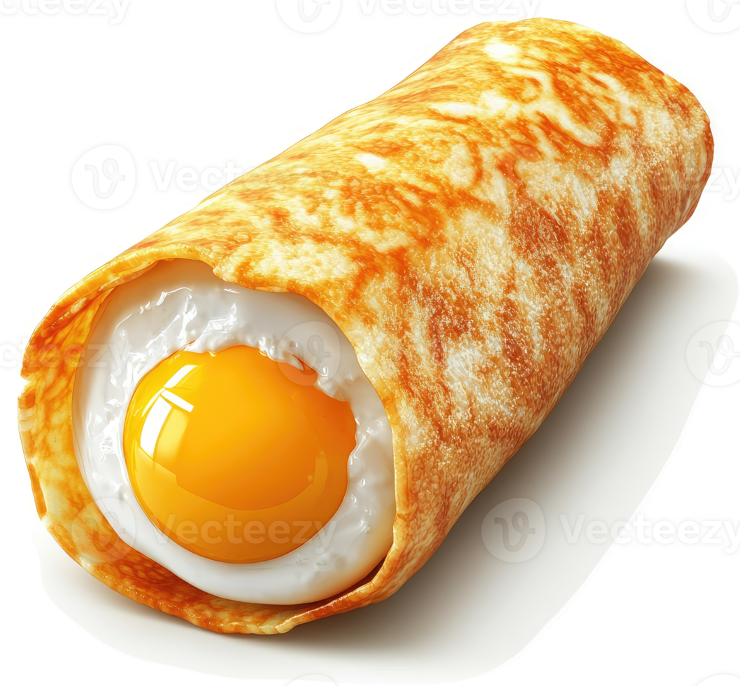 Crispy pancake roll with a sunny-side-up egg. png