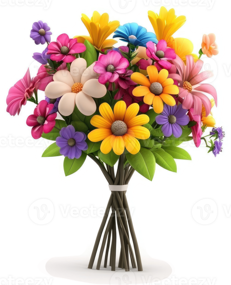 Vibrant bouquet of multicolored flowers. png
