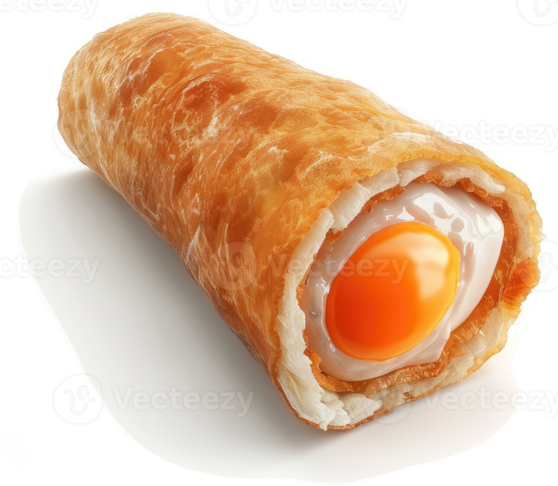 Crispy pastry roll filled with a vibrant egg yolk. png