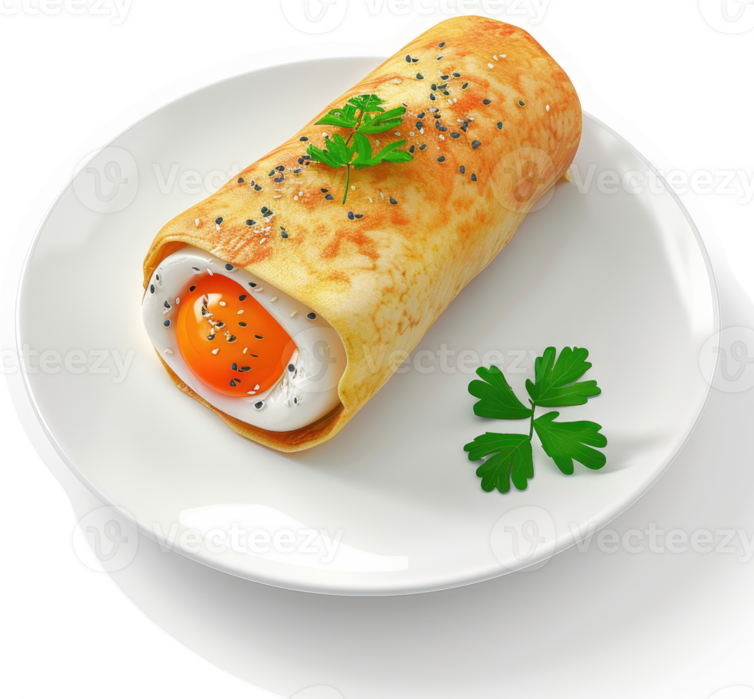 Savory egg and cheese tortilla wrap presentation. png