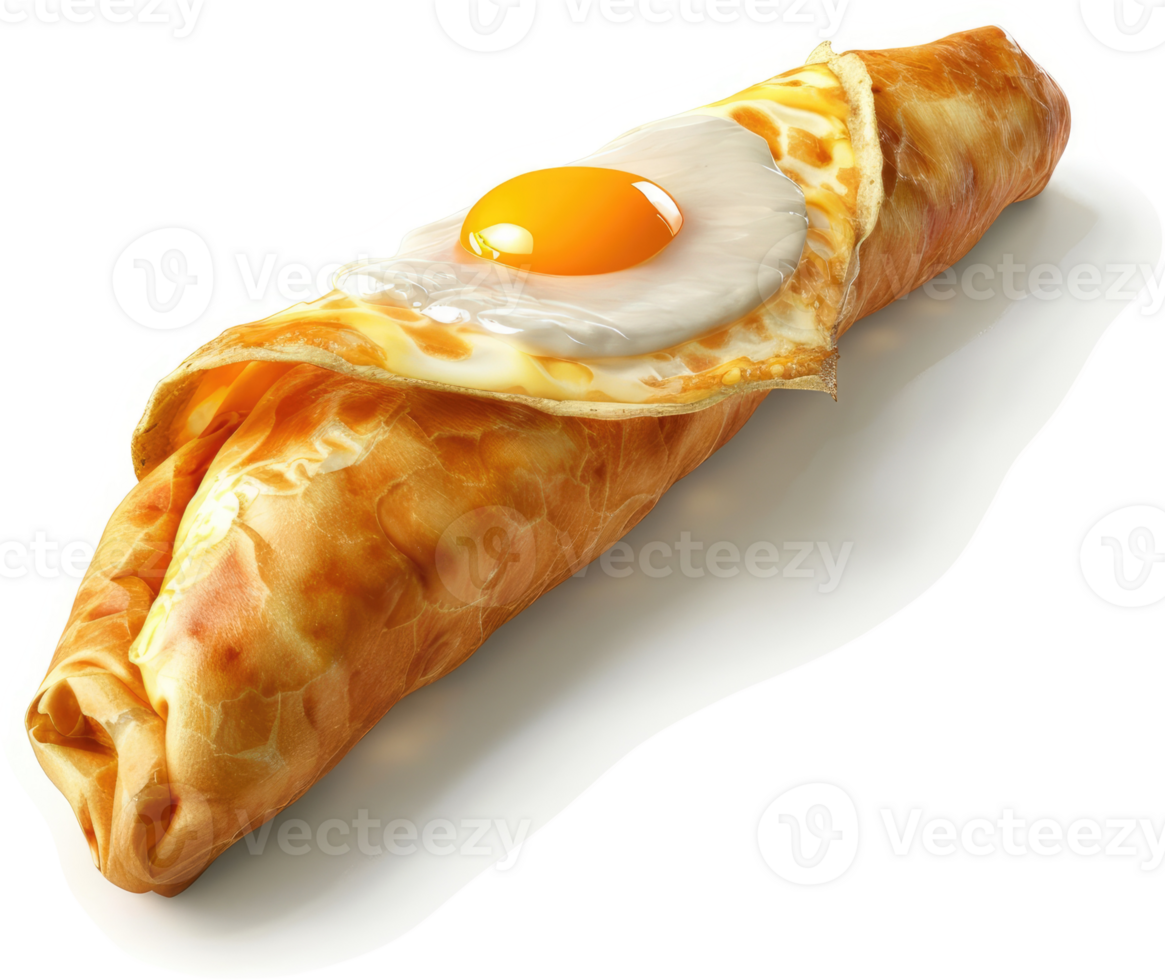 Crispy, golden pastry wrap with a fried egg. png