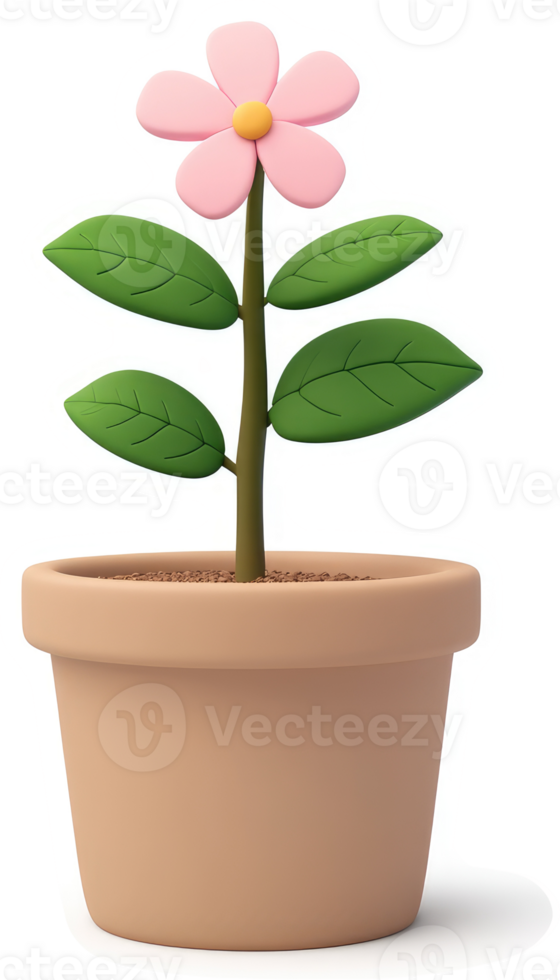 A cartoonish potted flower with vibrant colors. png