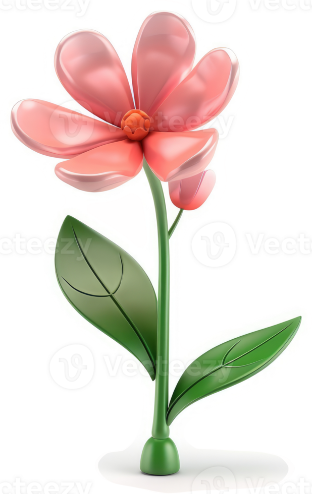 Vibrant, stylized pink flower with bold, graphic design. png