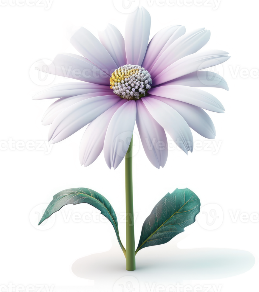 A vibrant, detailed illustration of a single daisy. png
