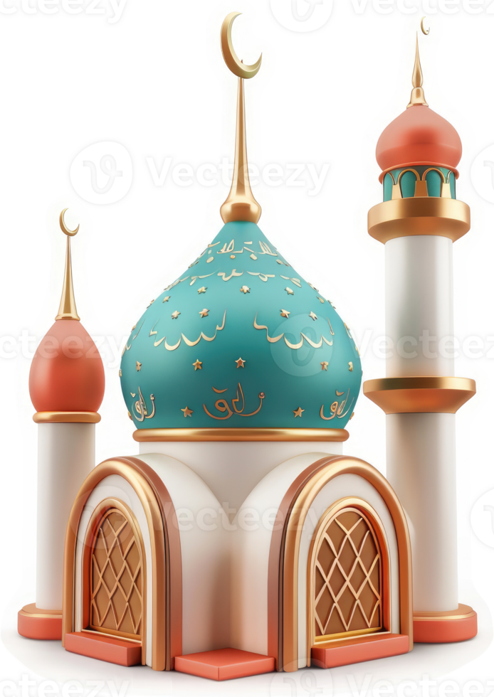 Colorful Islamic mosque design, digitally rendered. png