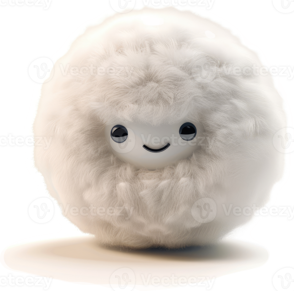 Fluffy, spherical plush toy with a cheerful expression. png