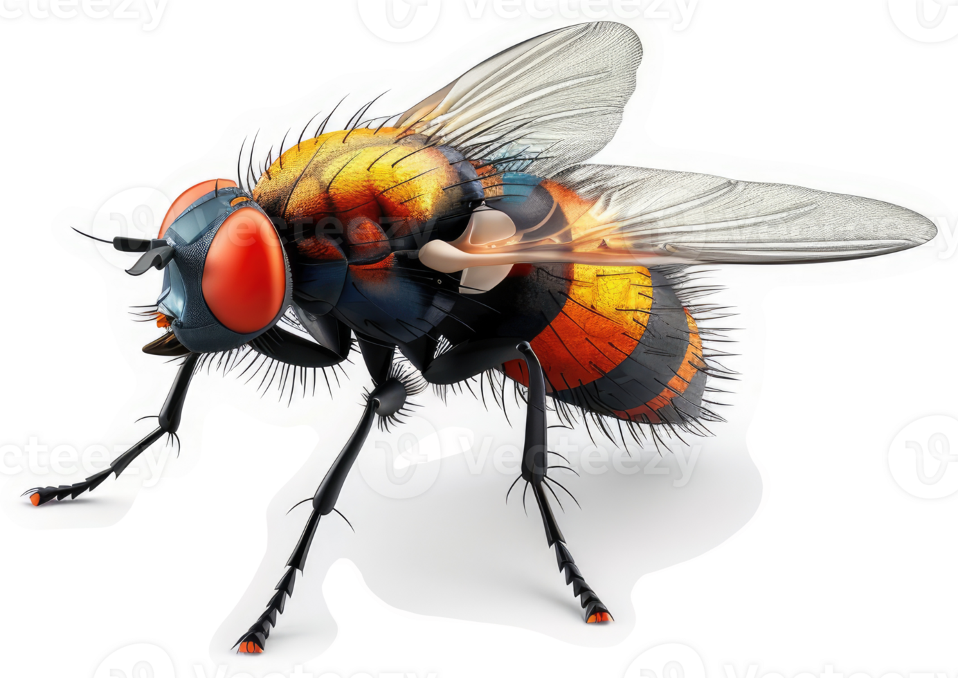 Vibrant hoverfly with intricate details. png